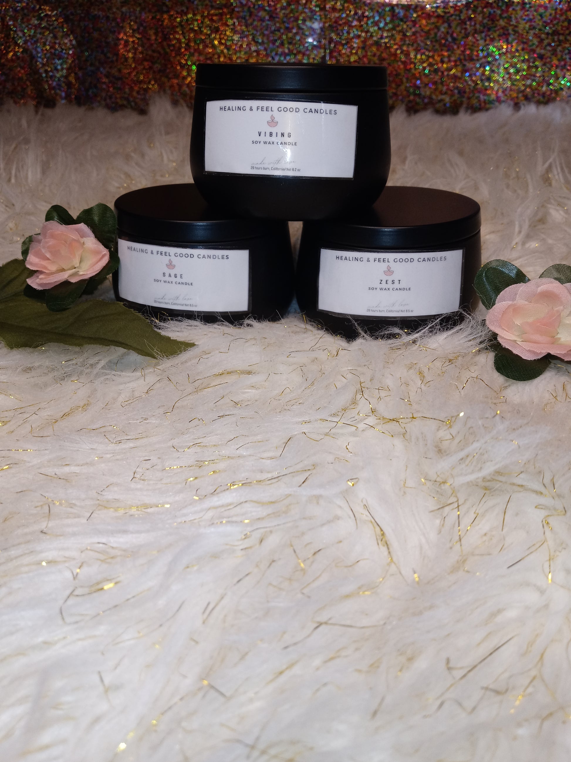 Black Tin Healing Scented Candles