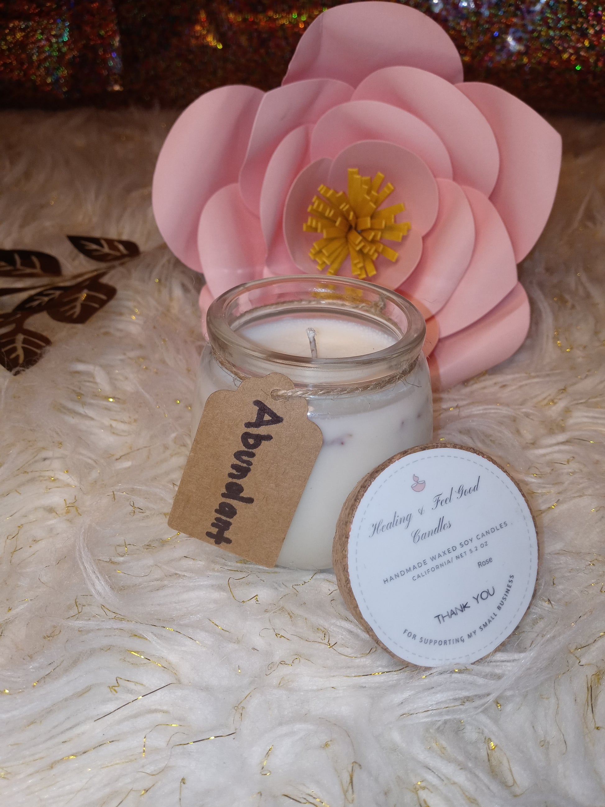 Small Glass Rose Floral Scented Candle