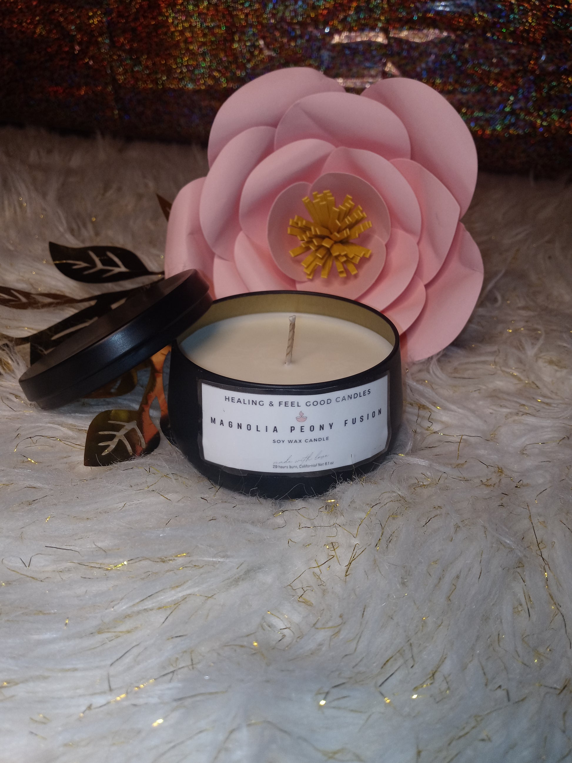 Black Tin Magnolia Peony Fusion Scented Candle