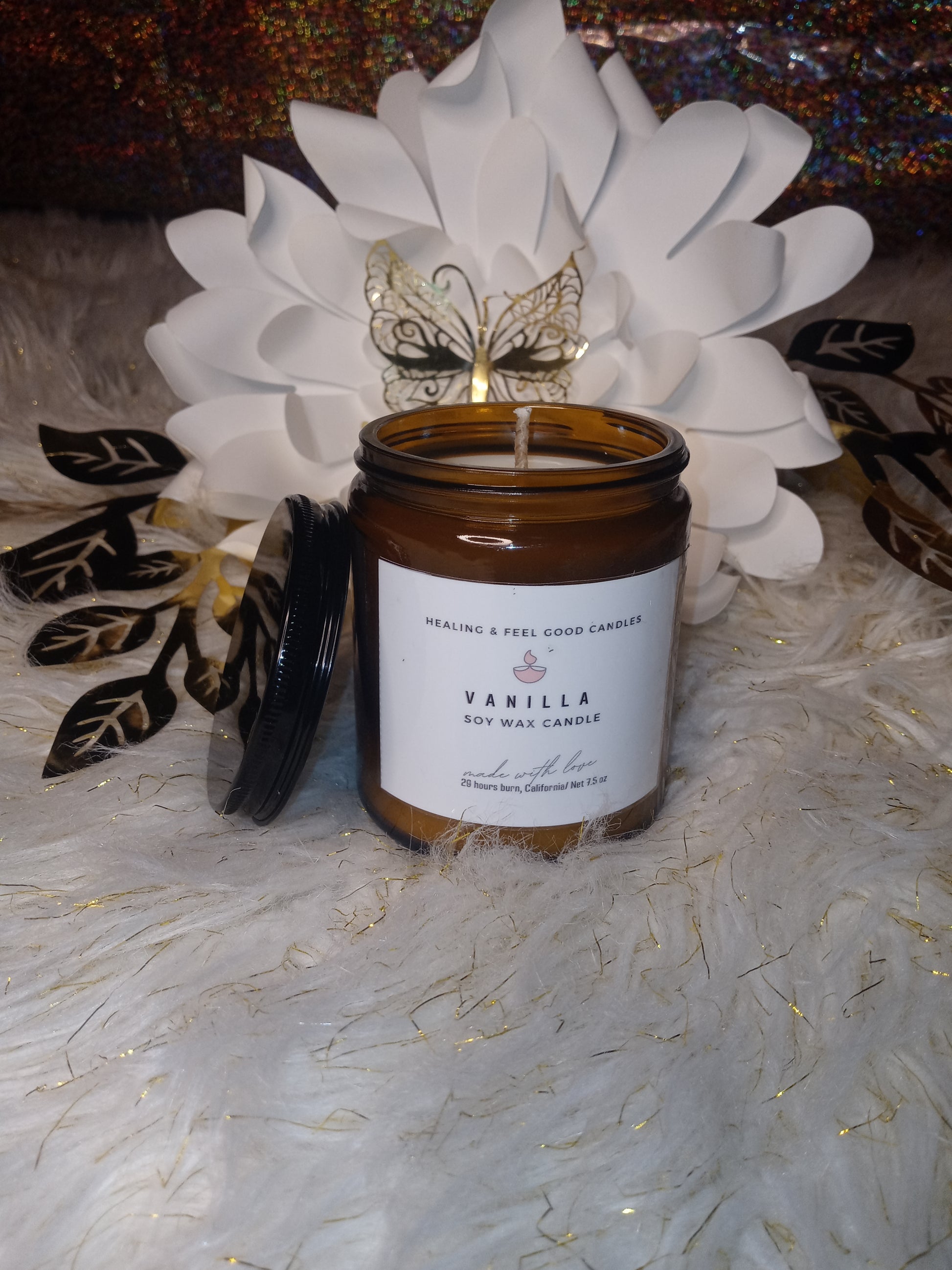 Brown Glass Vanilla Feel Good Scented Candle