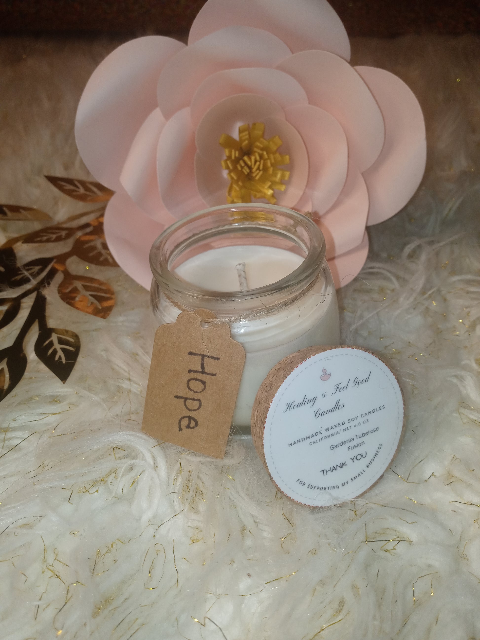 Small Glass Gardenia Tuberose Fusion Floral Scented Candle