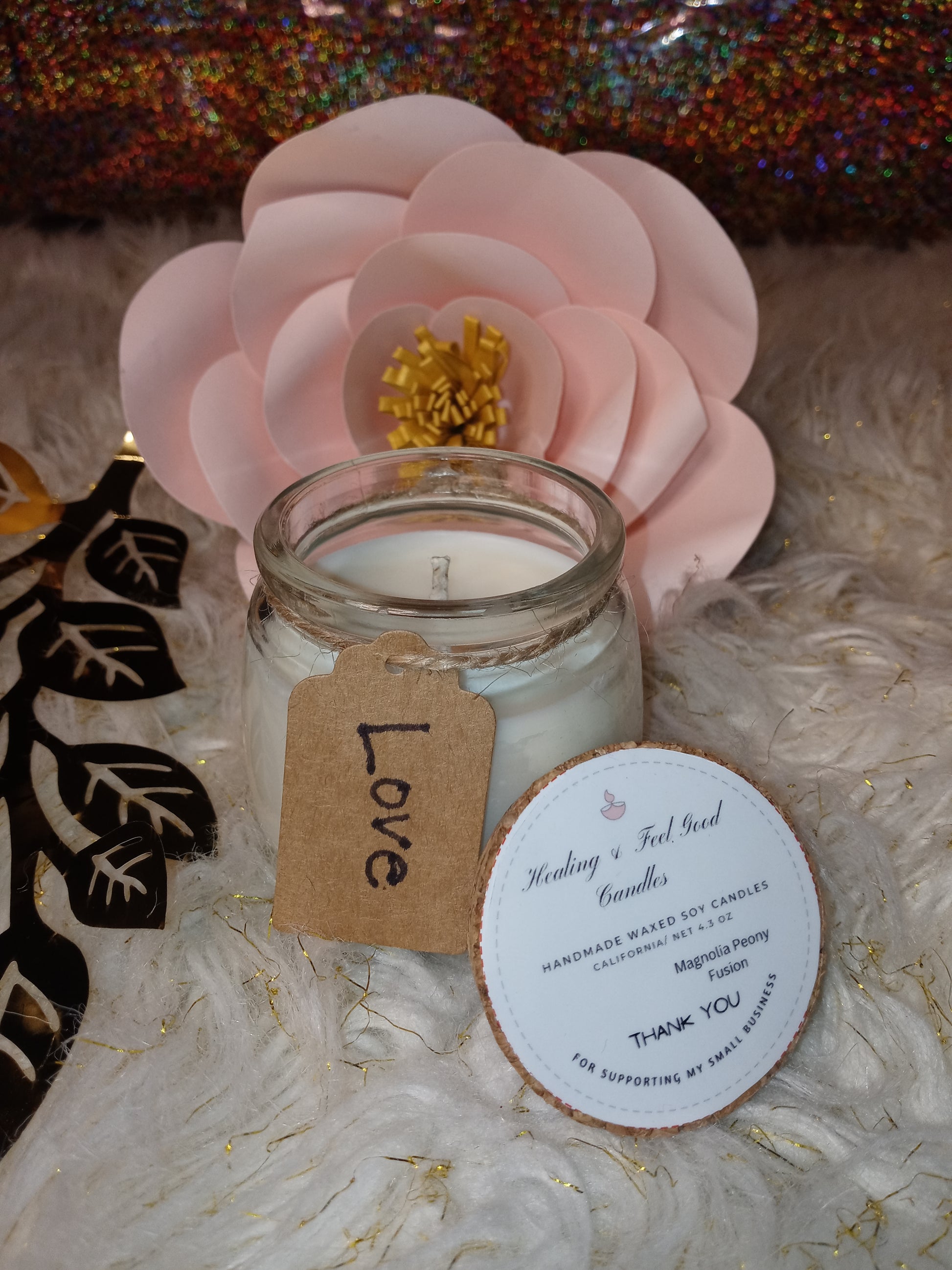 Small Glass Magnolia Peony Fusion Floral Scented Candle