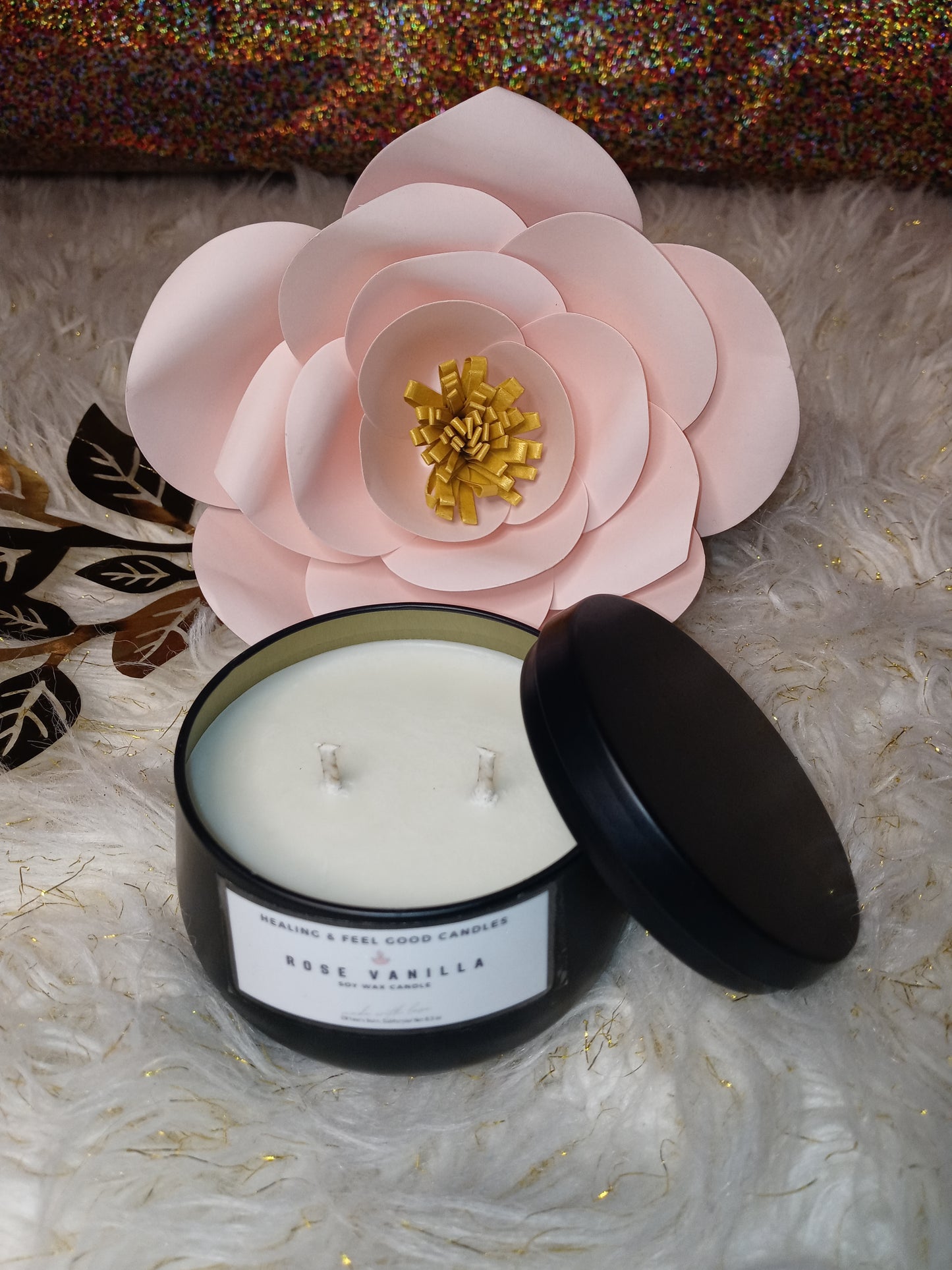 Black Tin Floral Scented Candle